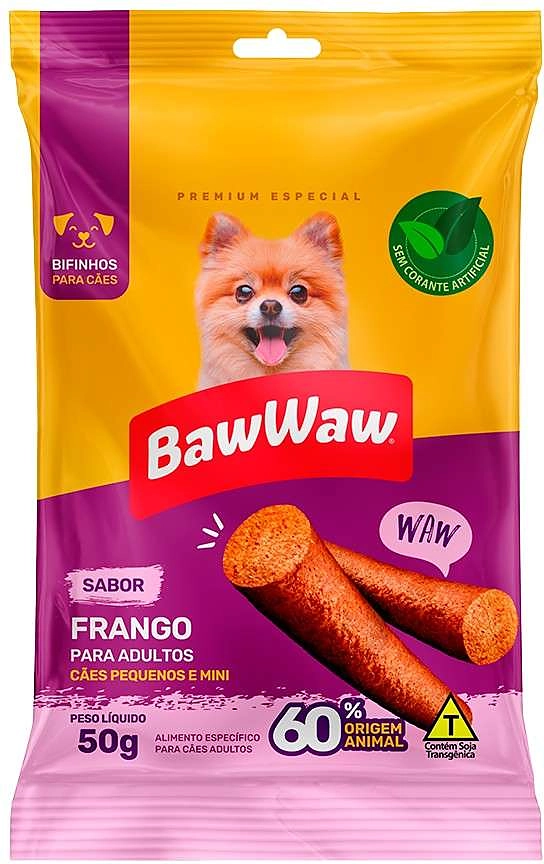 Bifinho Baw Waw para Cães Adultos Porte Pequeno Sabor Frango