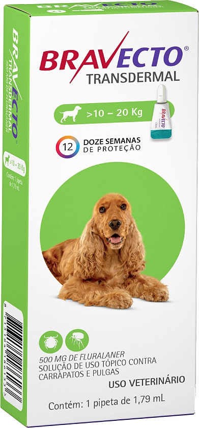 Antipulgas e Carrapatos MSD Bravecto Transdermal para Cães de 10 a 20 Kg