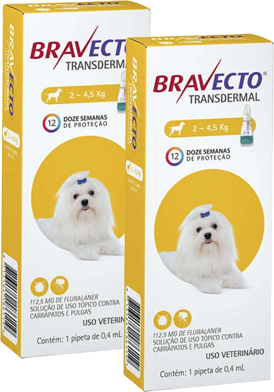 Antipulgas e Carrapatos MSD Bravecto Transdermal para Cães de 2 a 4,5 Kg
