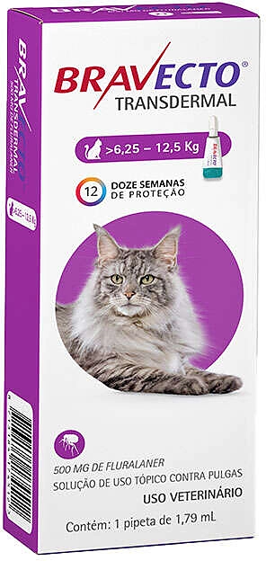 Antipulgas MSD Bravecto 500 mg para Gatos de 6,25 a 12,5 kg