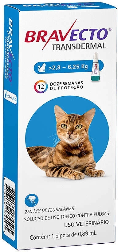 Antipulgas MSD Bravecto Transdermal 250 mg para Gatos de 2,8 a 6,25 Kg