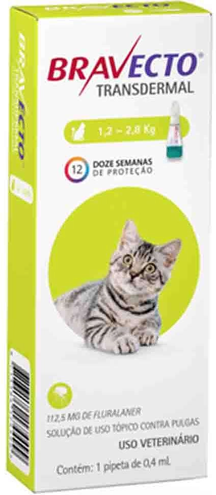 Antipulgas MSD Bravecto Transdermal para Gatos de 1,2 Kg a 2,8 Kg