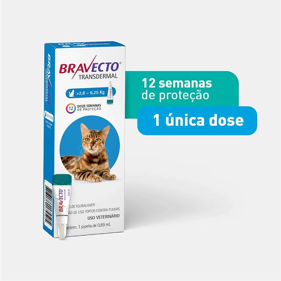 Antipulgas MSD Bravecto Transdermal para Gatos de 2,8 a 6,25 Kg