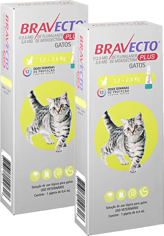 Antipulgas MSD Bravecto Transdermal Plus para Gatos de 1,2 a 2,8 Kg