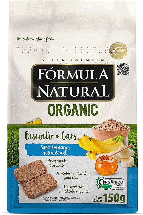 Biscoito Fórmula Natural Organic para Cães Adultos Sabor Banana Aveia e Mel