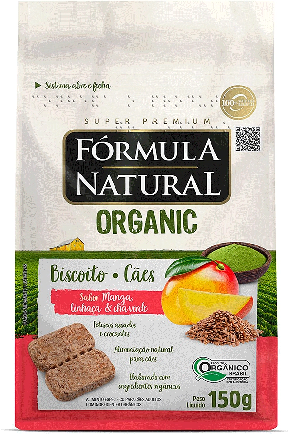 Biscoito Fórmula Natural Organic para Cães Adultos Sabor Manga Linhaça e Chá Verde