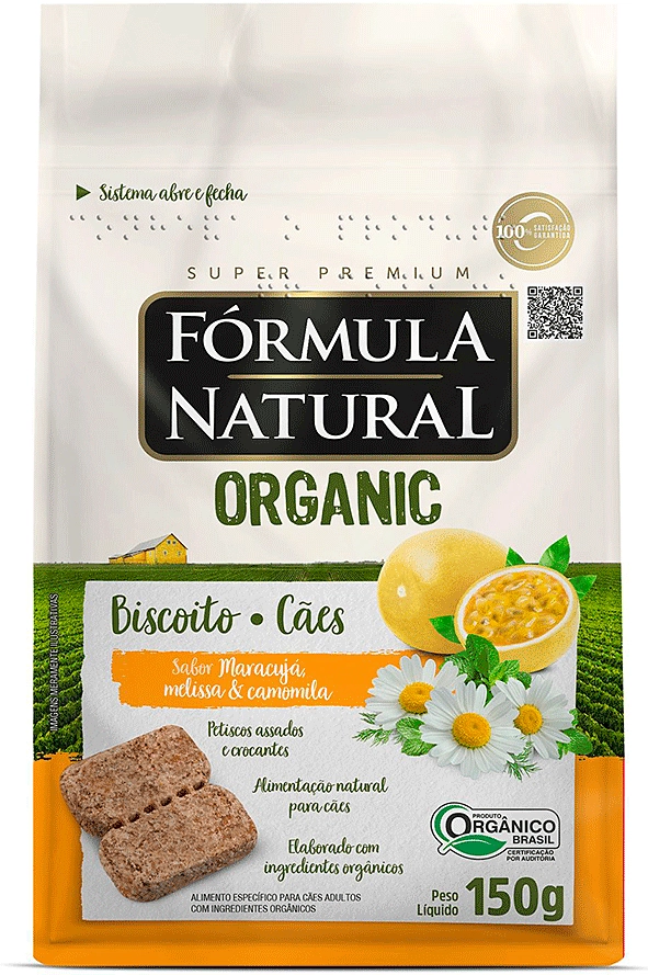 Biscoito Fórmula Natural Organic para Cães Adultos Sabor Maracujá Melissa e Camomila