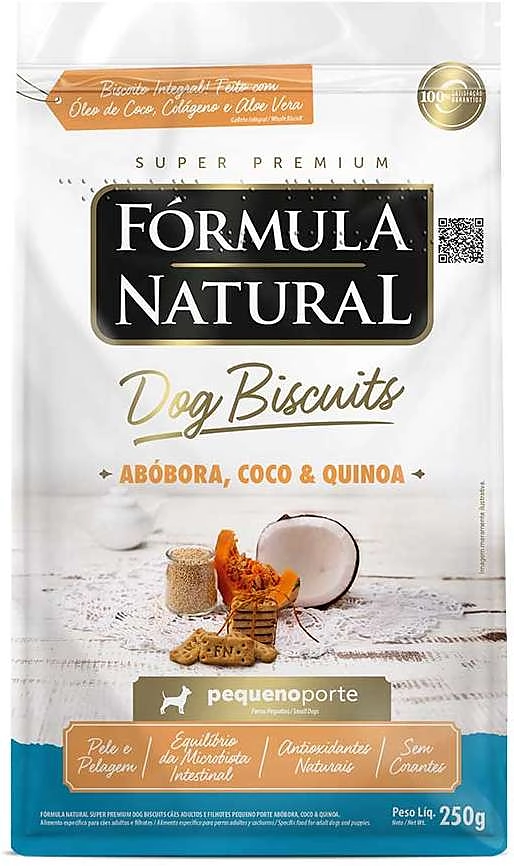 Biscoito Fórmula Natural Super Premium para Cães Porte Mini e Pequeno Sabor Abóbora e Coco