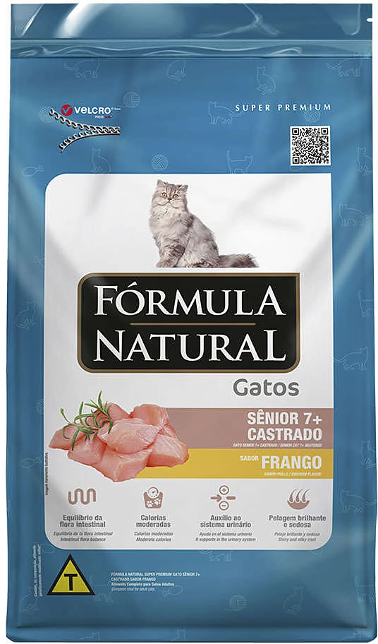 Ração Seca Fórmula Natural Frango Sênior 7+ para Gatos Castrados
