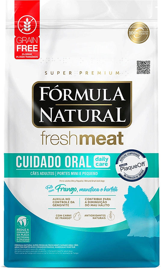 Ração Seca Fórmula Natural Fresh Meat Cuidado Oral para Cães Adultos Raças Mini e Pequena sabor Fango e Vegetais