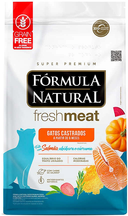 Ração Seca Fórmula Natural Fresh Meat Salmão para Gatos Castrados