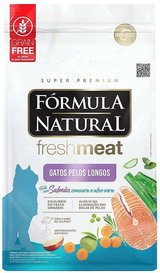 Ração Seca Fórmula Natural Fresh Meat Salmão para Gatos Pelos Longos