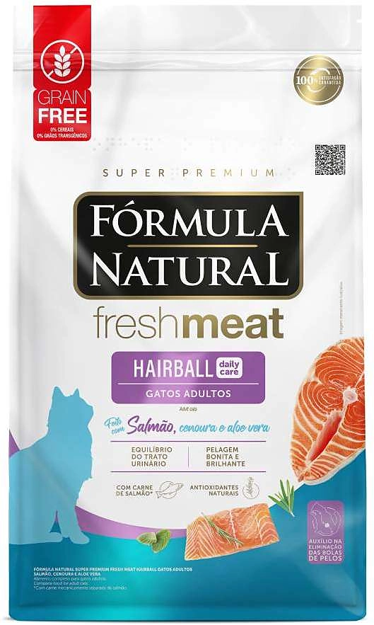 Ração Seca Fórmula Natural Hairball para Gatos Adultos Sabor Salmão com Cenoura