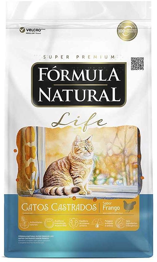 Ração Seca Fórmula Natural Life Sabor Frango para Gatos Adultos Castrados