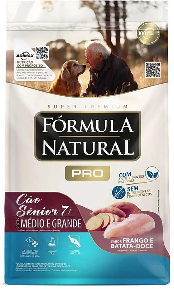 Ração Seca Fórmula Natural Pró Sênior Frango e Batata Doce para Cães Idosos de Porte Médio e Grande