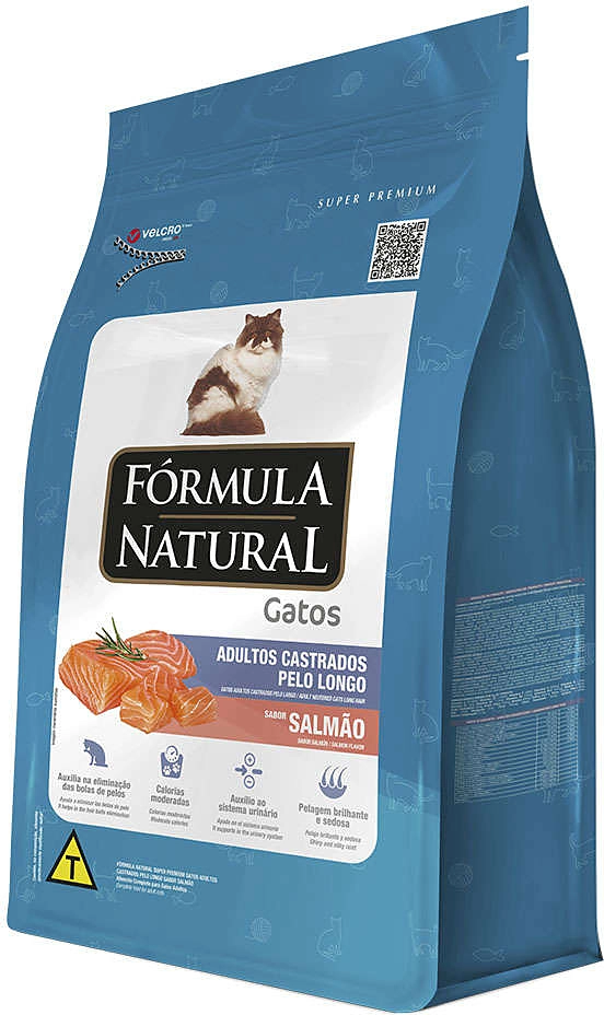 Ração Seca Fórmula Natural Salmão para Gatos Adultos de Pelo Longo