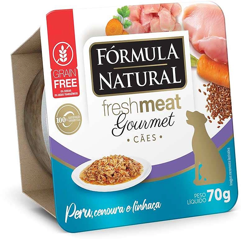 Ração Úmida Fórmula Natural Fresh Meat Gourmet Peru, Cenoura e Linhaça para Cães Adultos