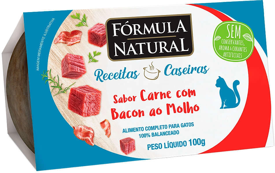 Ração Úmida Fórmula Natural Receitas Caseiras Carne com Bacon ao Molho para Gatos
