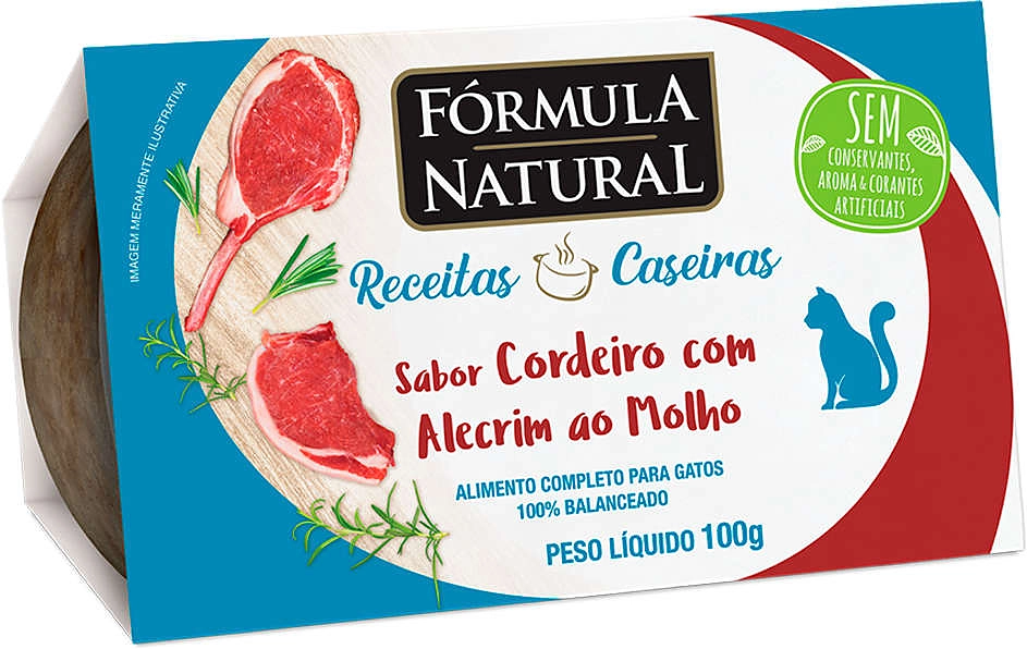 Ração Úmida Fórmula Natural Receitas Caseiras Cordeiro com Alecrim ao Molho para Gatos