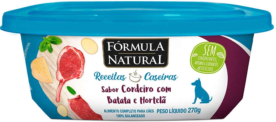 Ração Úmida Fórmula Natural Receitas Caseiras Cordeiro com Batata e Hortelã para Cães