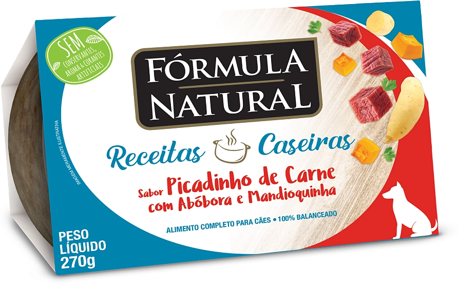 Ração Úmida Fórmula Natural Receitas Caseiras Picadinho de Carne com Abóbora e Mandioquinha para Cães