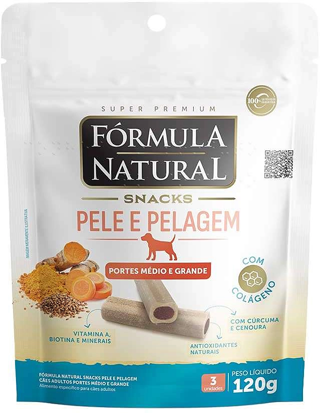 Snack Formula Natural Pele e Pelagem para Cães Porte Médio e Grande