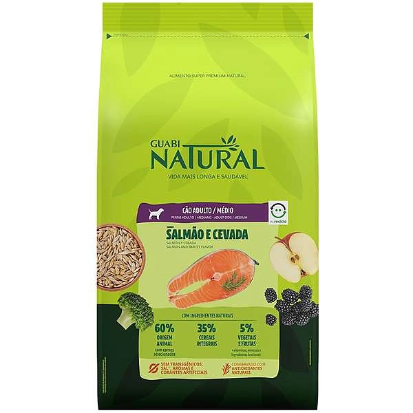 Ração Guabi Natural Salmão e Cevada para Cães Adultos Raças Média