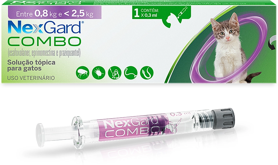 Antiparasitário Nexgard Combo para Gatos de 0,8 Kg a 2,5 Kg