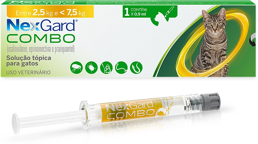 Antiparasitário Nexgard Combo para Gatos de 2,5 Kg a 7,5 Kg