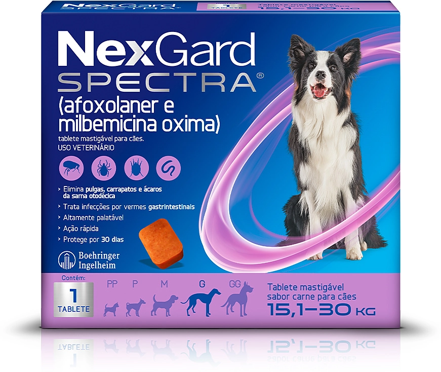 Antipulgas, Carrapatos e Vermífugo NexGard Spectra para Cães de 15,1 a 30 Kg