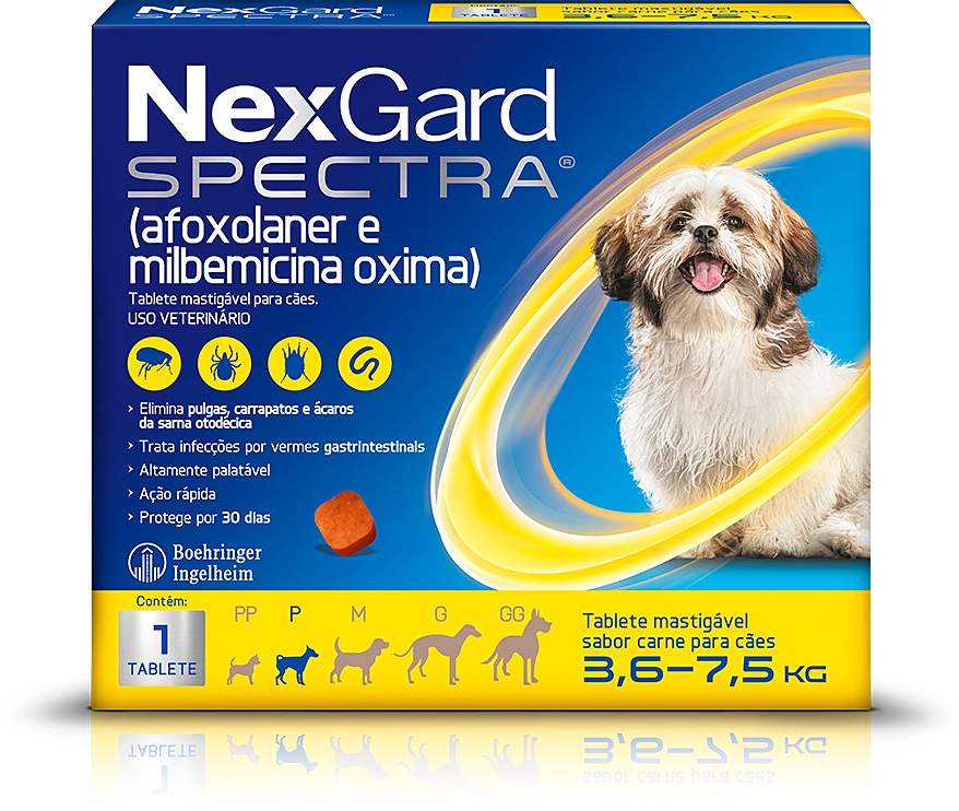 Antipulgas, Carrapatos e Vermífugo NexGard Spectra para Cães de 3,6 a 7,5 Kg