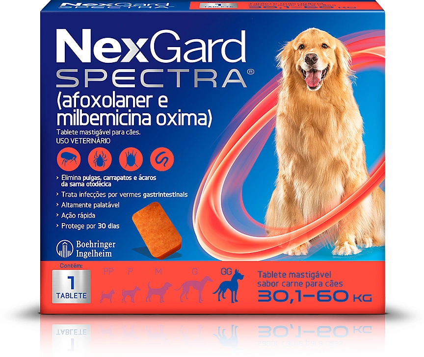Antipulgas, Carrapatos e Vermífugo NexGard Spectra para Cães de 30,1 a 60 Kg