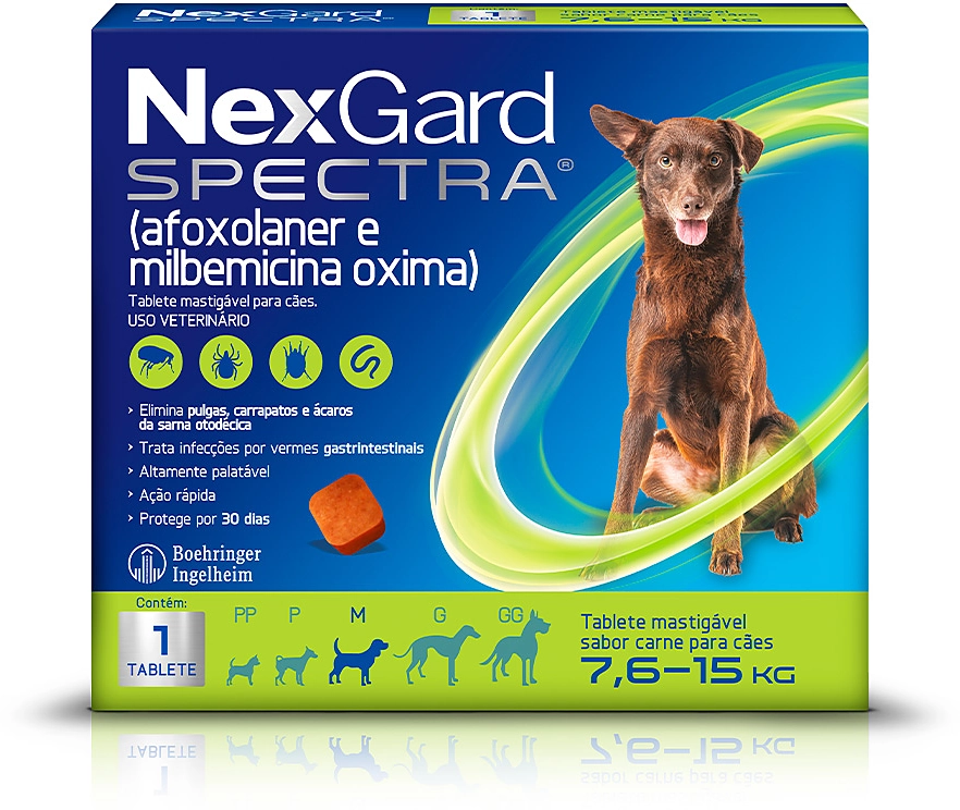 Antipulgas, Carrapatos e Vermifugo NexGard Spectra para Cães de 7,6 a 15 Kg