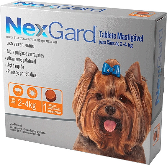 Antipulgas e Carrapatos NexGard 11,3 mg para Cães de 2 a 4 Kg