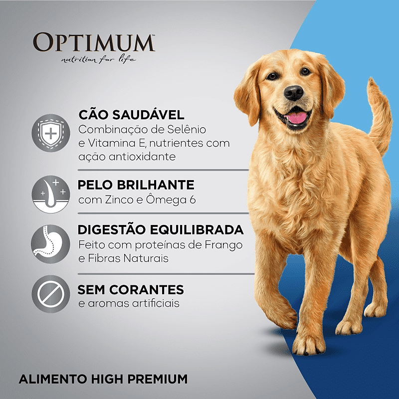 Ração OPTIMUM™ para Cães Adultos Raças Médias e Grandes Sabor Frango e Arroz