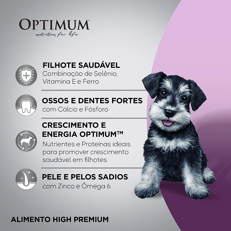 Ração OPTIMUM™ para Cães Filhotes Raças Pequenas e Minis Sabor Frango e Arroz