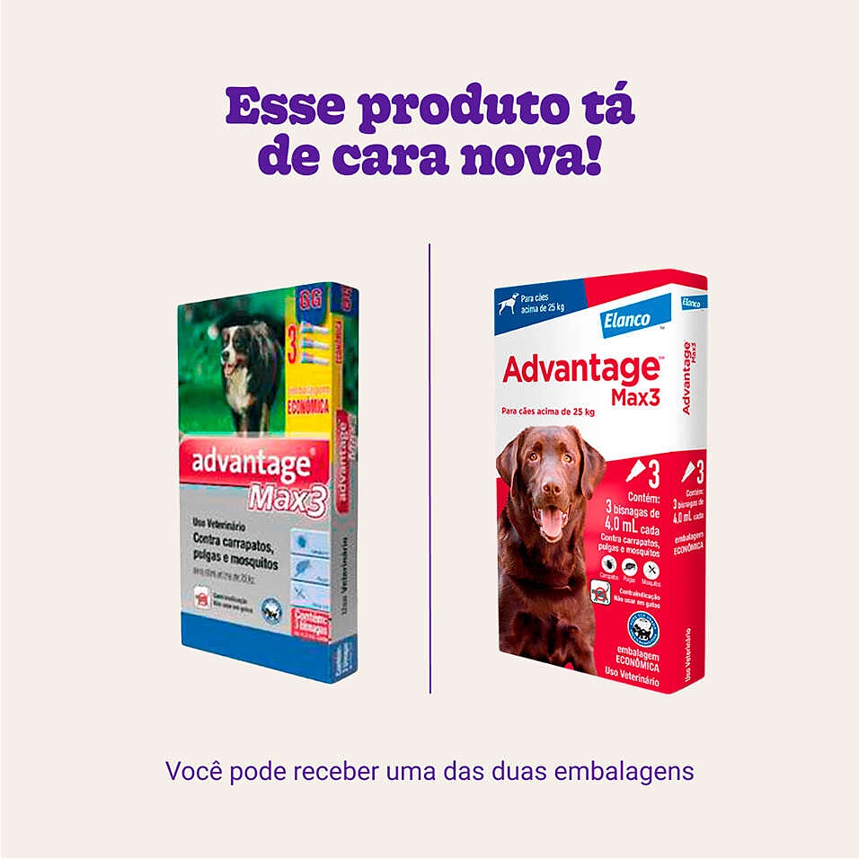 Antipulgas e Carrapatos Elanco Advantage MAX3 para Cães Acima de 25 Kg