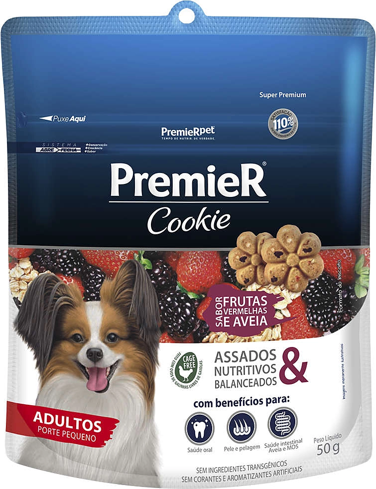 Biscoito PremieR Cookie para Cães Adultos Porte Pequeno Sabor Frutas Vermelhas