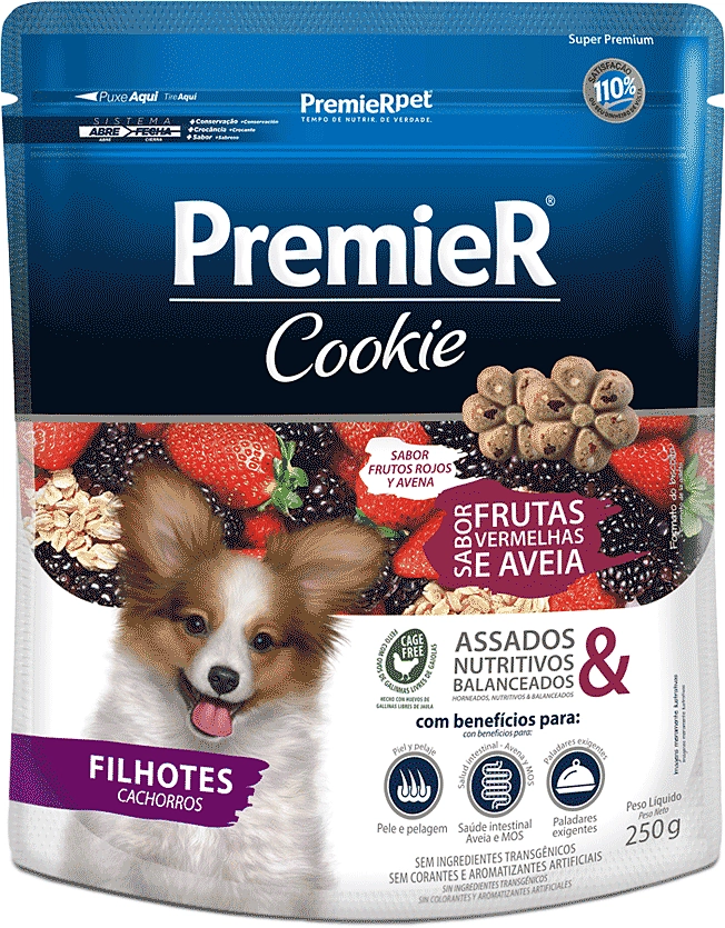 Biscoito PremieR Cookie para Cães Filhotes Sabor Frutas Vermelhas