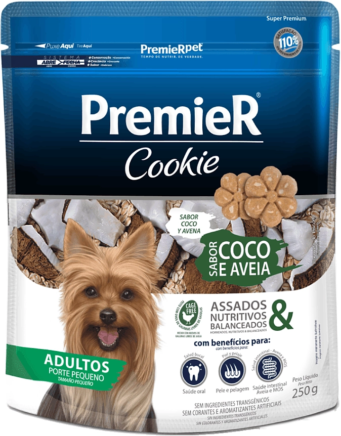 Biscoito Premier Pet Cookie Coco e Aveia para Cães Adultos Pequeno Porte