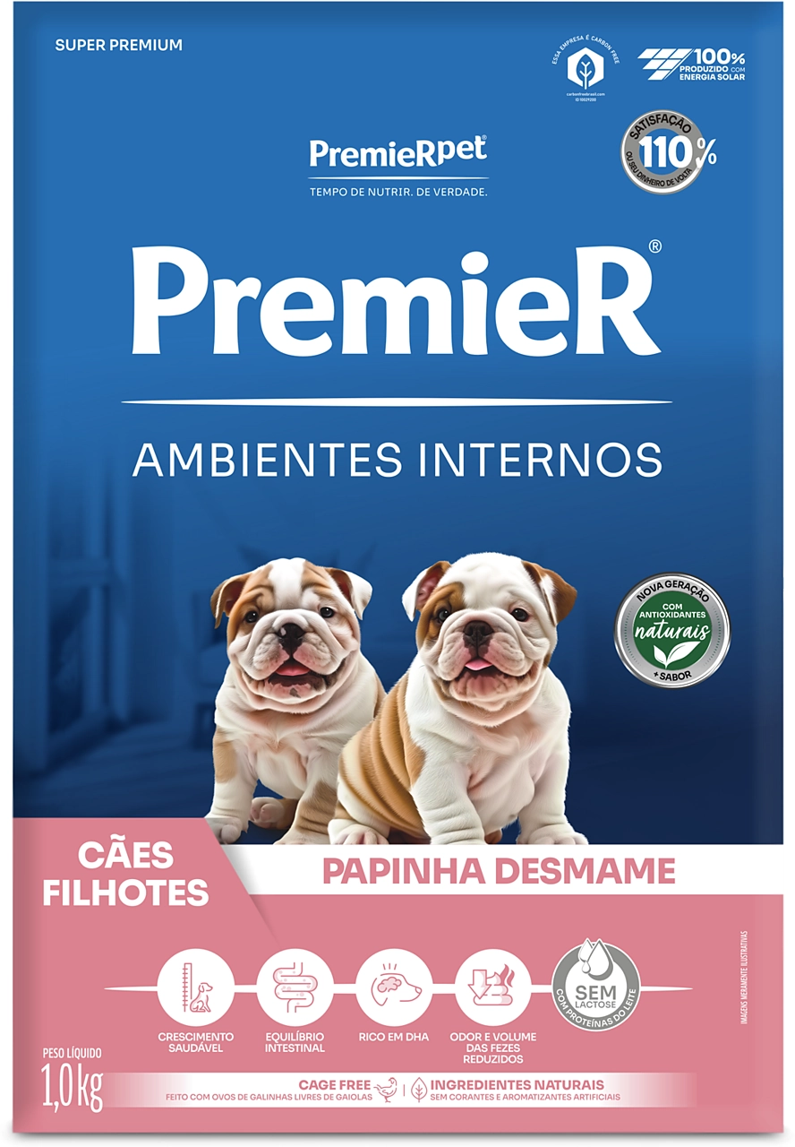 Papinha Desmame Premier Pet Ambientes Internos Cães Filhotes - 1 Kg