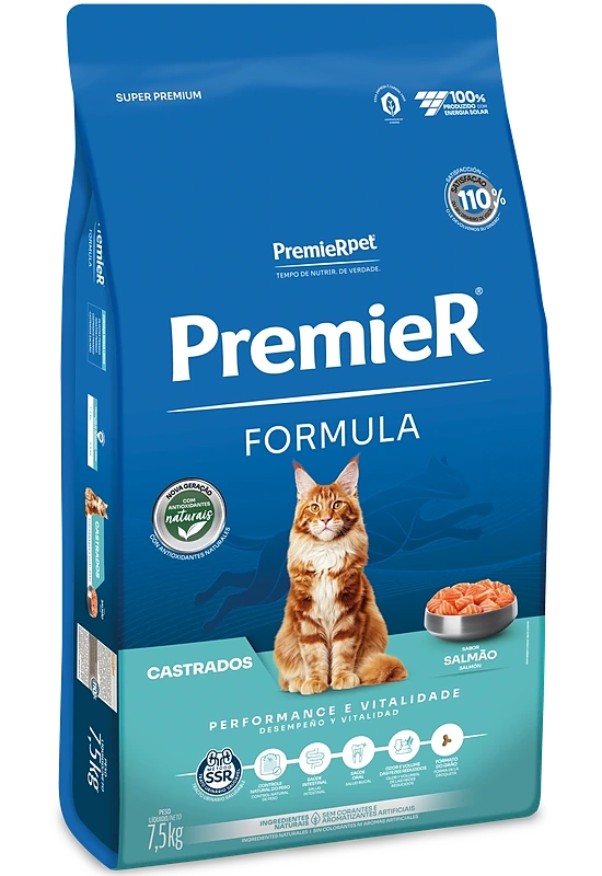 Premier Formula Gatos Castrados Salmão