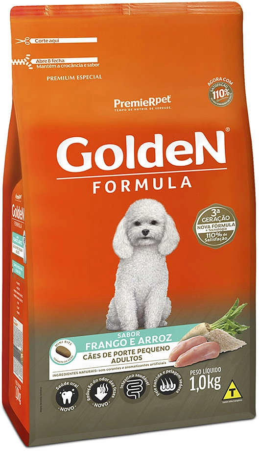 Ração Premier Golden Formula Cães Adultos Frango e Arroz Mini Bits