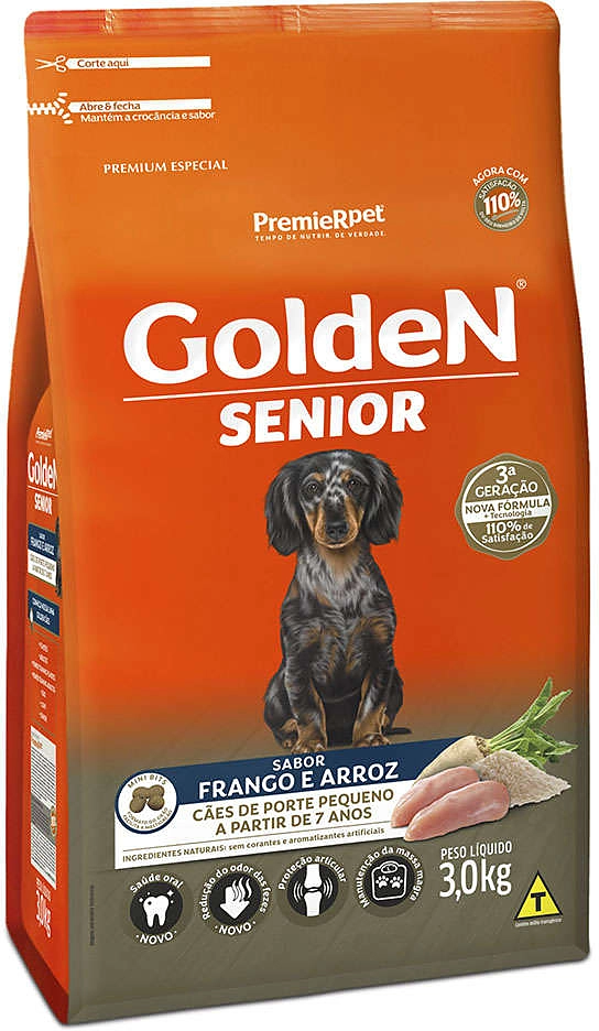 Ração Premier Golden Formula Cães Sênior Mini Bits Frango e Arroz