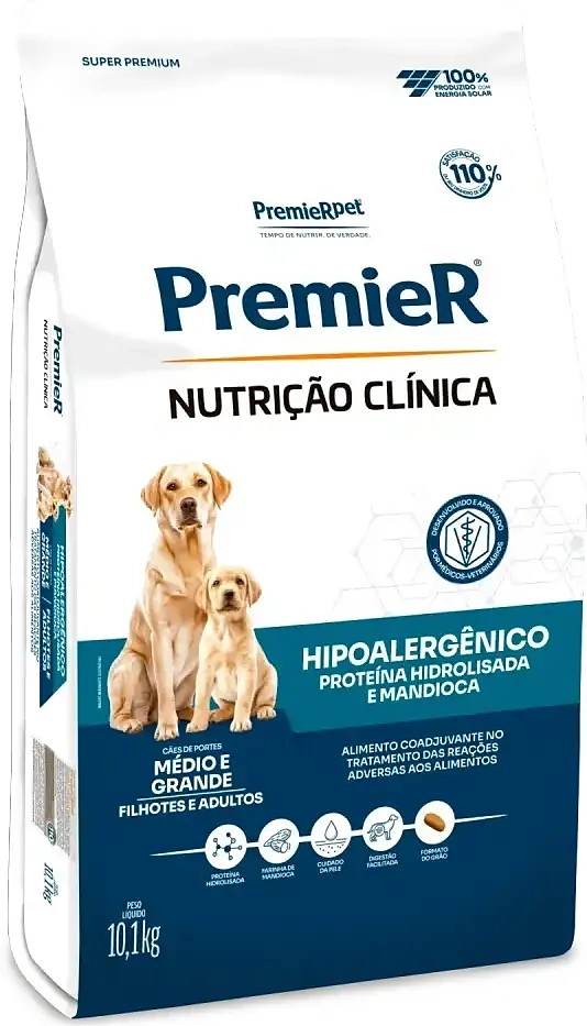 Ração Premier Nutrição Clínica Hipoalergênico para Cães Adultos Médio e Grande Porte