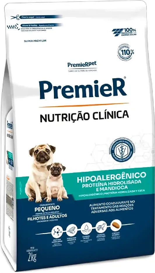 Ração Premier Nutrição Clínica Hipoalergênico para Cães Adultos Pequeno Porte
