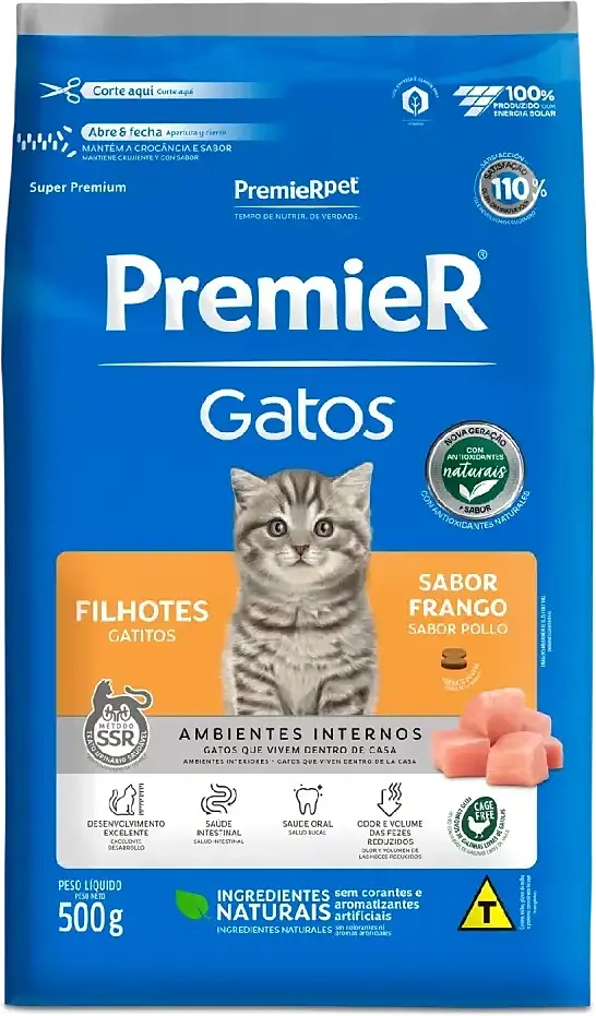 Ração Premier Pet Ambientes Internos Gatos Filhotes Frango