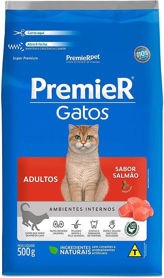 Ração Premier Pet Gatos Adultos Ambientes Internos Salmão