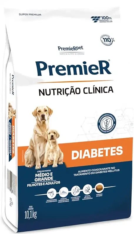 Ração Premier Pet Nutrição Clínica Diabetes para Cães Adultos Médio e Grande Portes