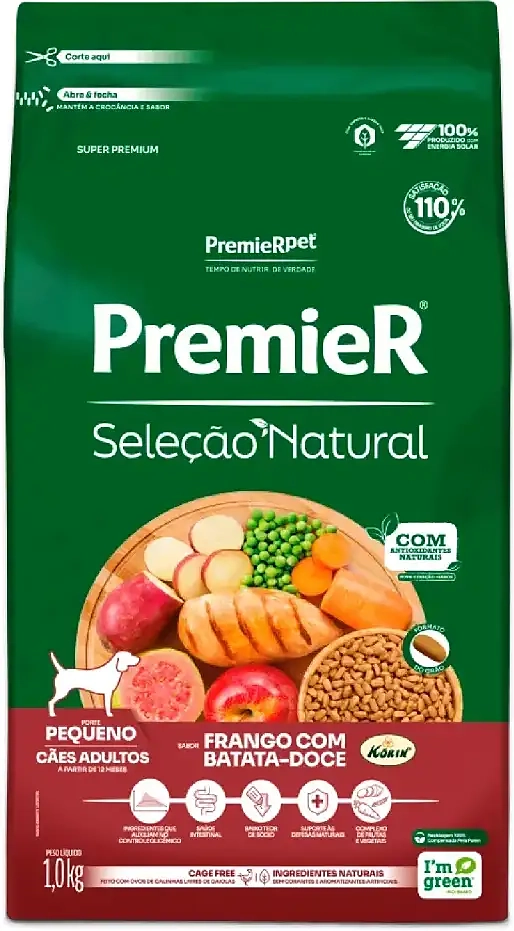 Ração Premier Pet Seleção Natural Cães Adultos Raças Pequenas Frango Korin com Batata Doce
